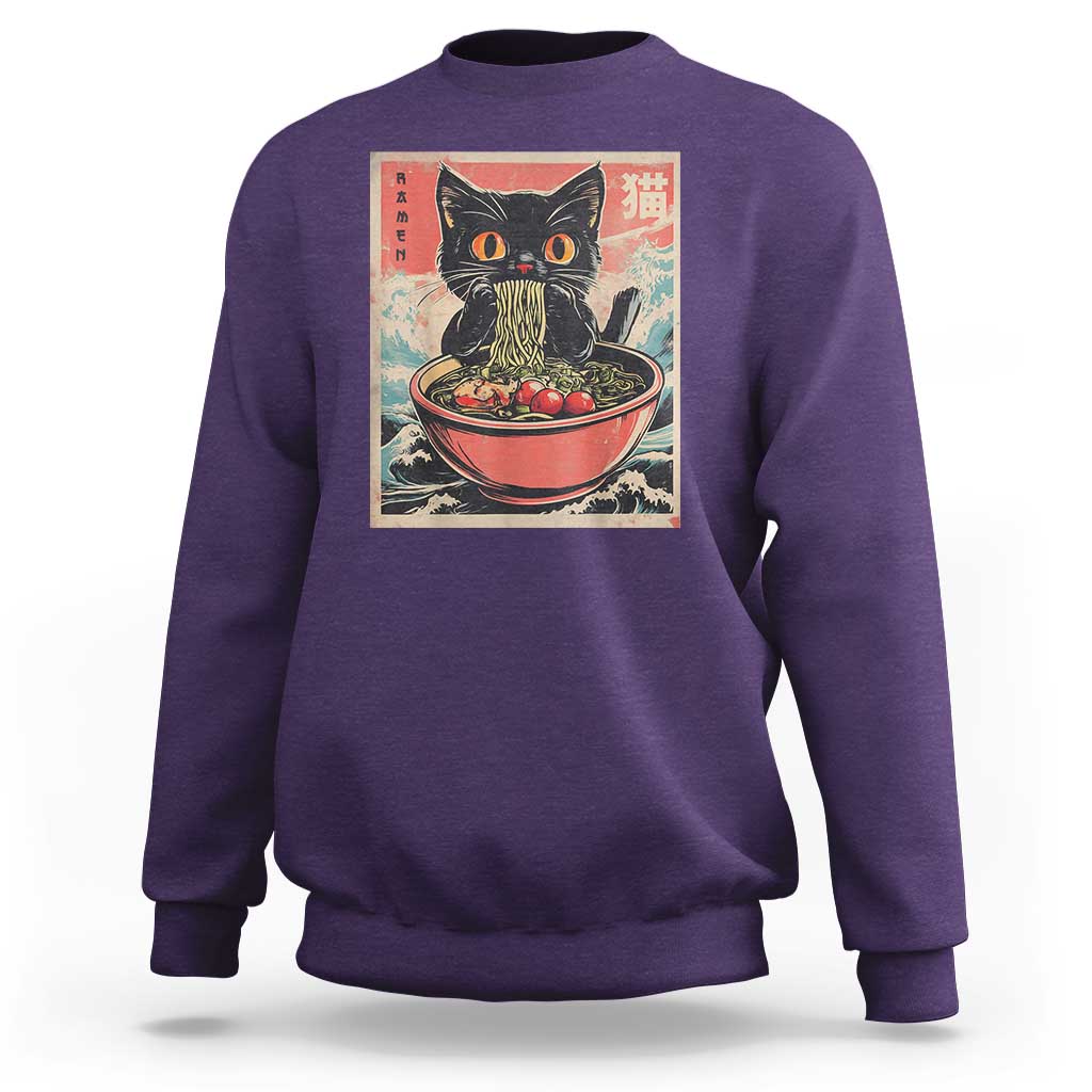 Cat Ramen Japanese Inspo Graphic Sweatshirt Funny Kawaii Cat Anime Gifts - Wonder Print Shop