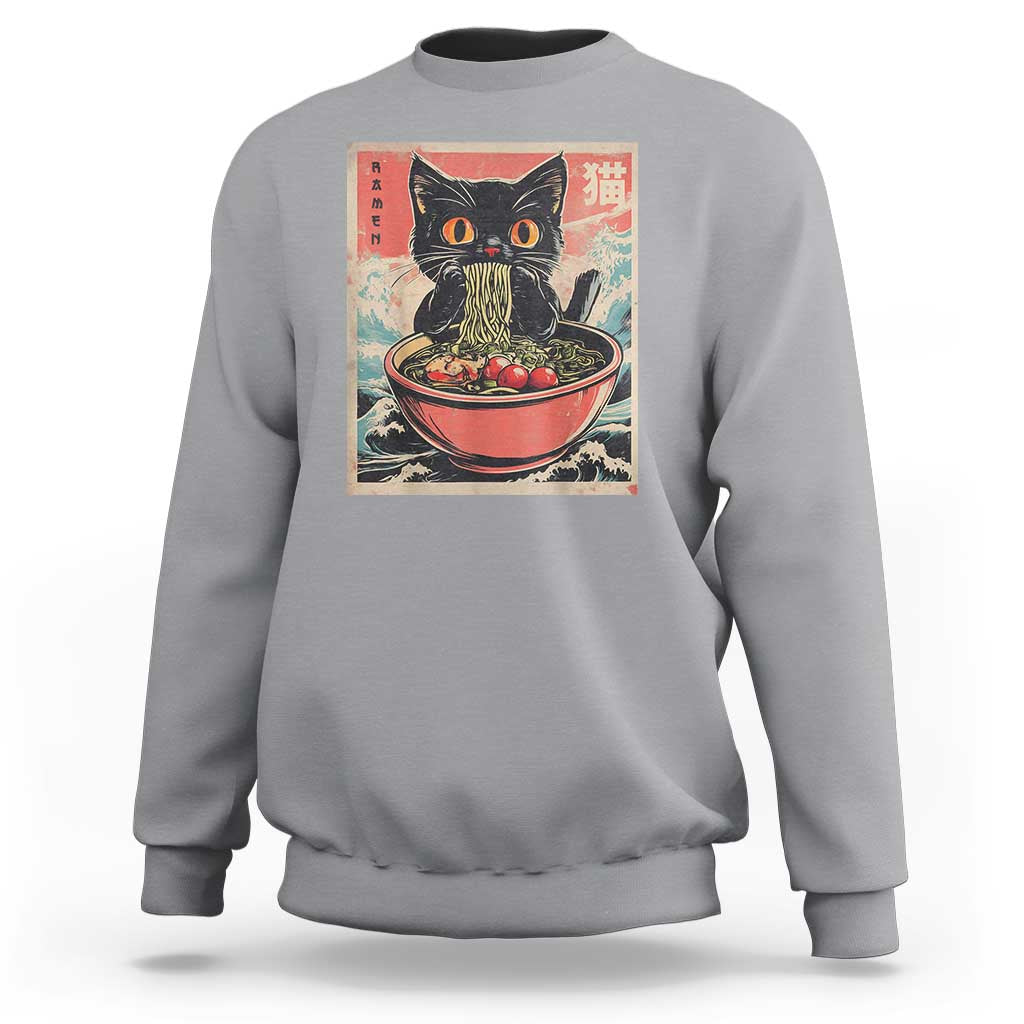 Cat Ramen Japanese Inspo Graphic Sweatshirt Funny Kawaii Cat Anime Gifts - Wonder Print Shop