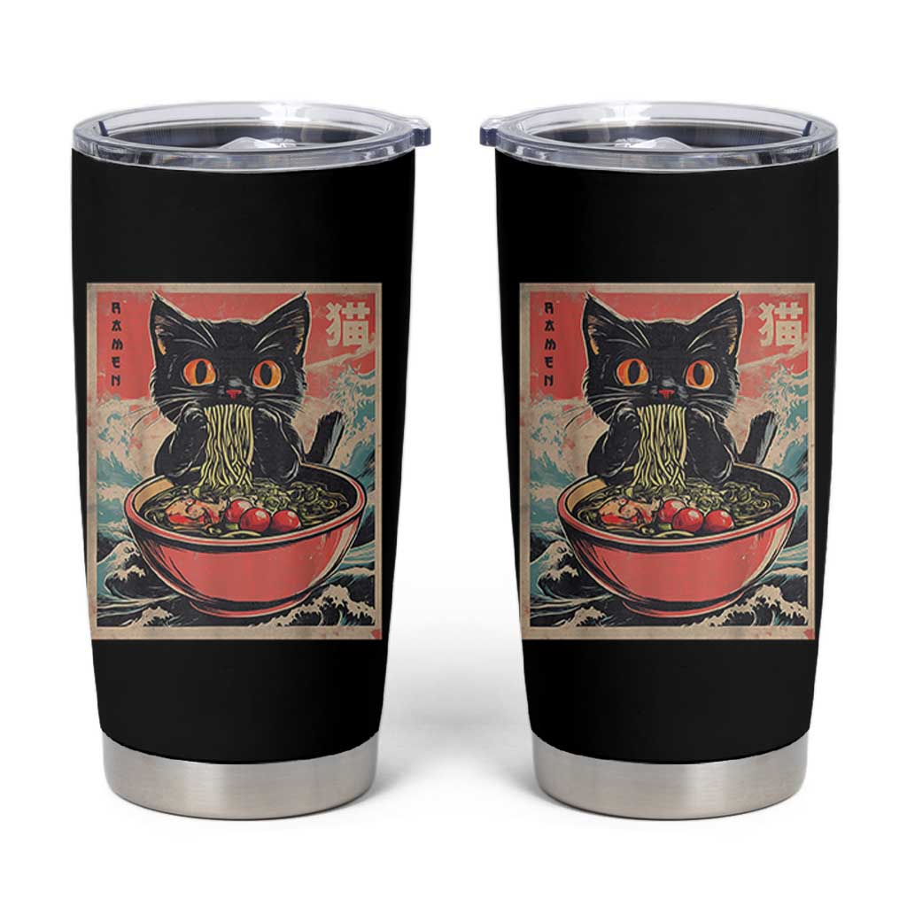 Cat Ramen Japanese Inspo Graphic Tumbler Cup Funny Kawaii Cat Anime Gifts - Wonder Print Shop