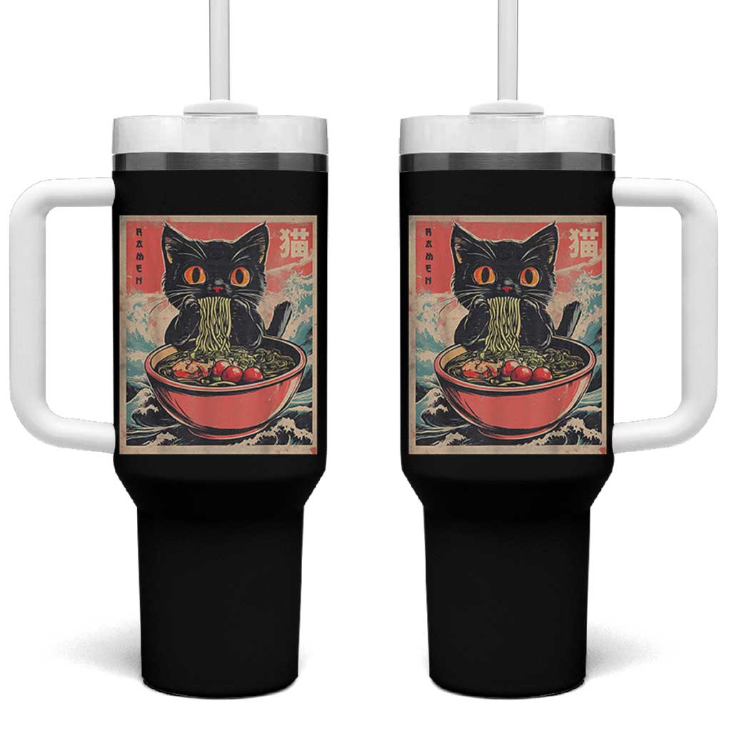 Cat Ramen Japanese Inspo Graphic Tumbler With Handle Funny Kawaii Cat Anime Gifts - Wonder Print Shop