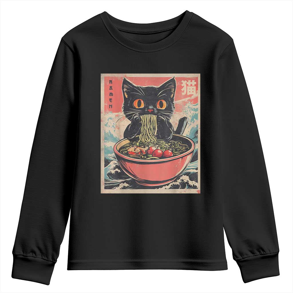 Cat Ramen Japanese Inspo Graphic Youth Sweatshirt Funny Kawaii Cat Anime Gifts - Wonder Print Shop