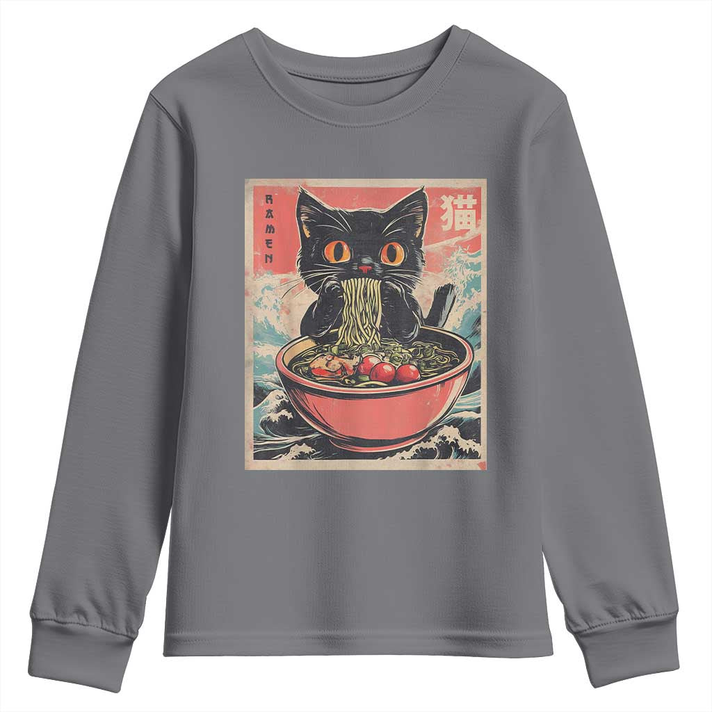 Cat Ramen Japanese Inspo Graphic Youth Sweatshirt Funny Kawaii Cat Anime Gifts - Wonder Print Shop