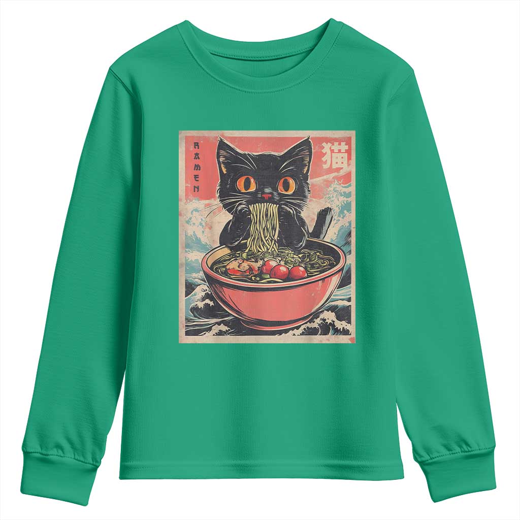 Cat Ramen Japanese Inspo Graphic Youth Sweatshirt Funny Kawaii Cat Anime Gifts - Wonder Print Shop