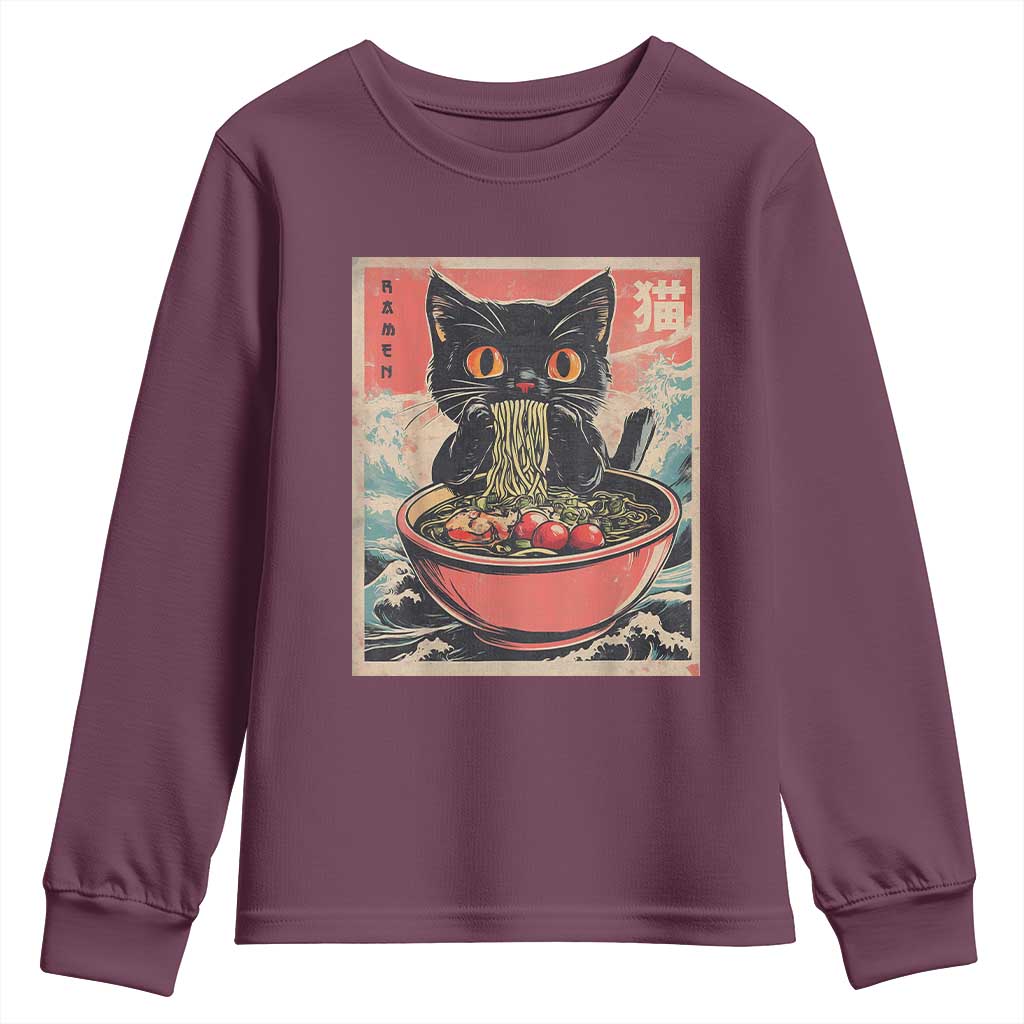 Cat Ramen Japanese Inspo Graphic Youth Sweatshirt Funny Kawaii Cat Anime Gifts - Wonder Print Shop