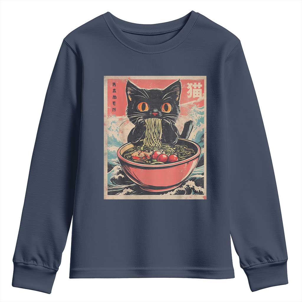 Cat Ramen Japanese Inspo Graphic Youth Sweatshirt Funny Kawaii Cat Anime Gifts - Wonder Print Shop