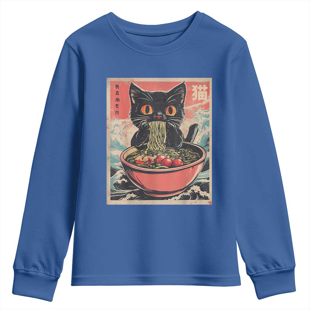 Cat Ramen Japanese Inspo Graphic Youth Sweatshirt Funny Kawaii Cat Anime Gifts - Wonder Print Shop
