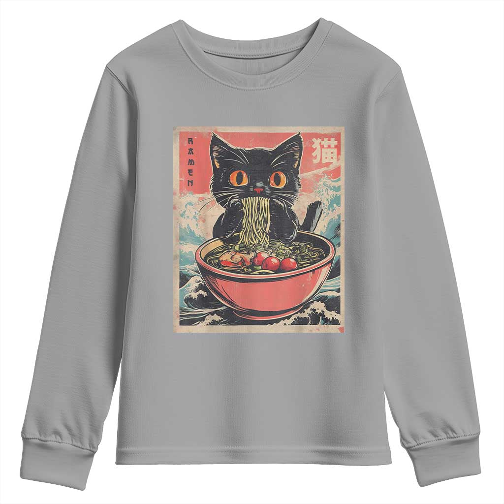 Cat Ramen Japanese Inspo Graphic Youth Sweatshirt Funny Kawaii Cat Anime Gifts - Wonder Print Shop