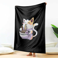 Ramen Cat Kawaii Throw Blanket Anime Japanese Neko Cute Graphic - Wonder Print Shop