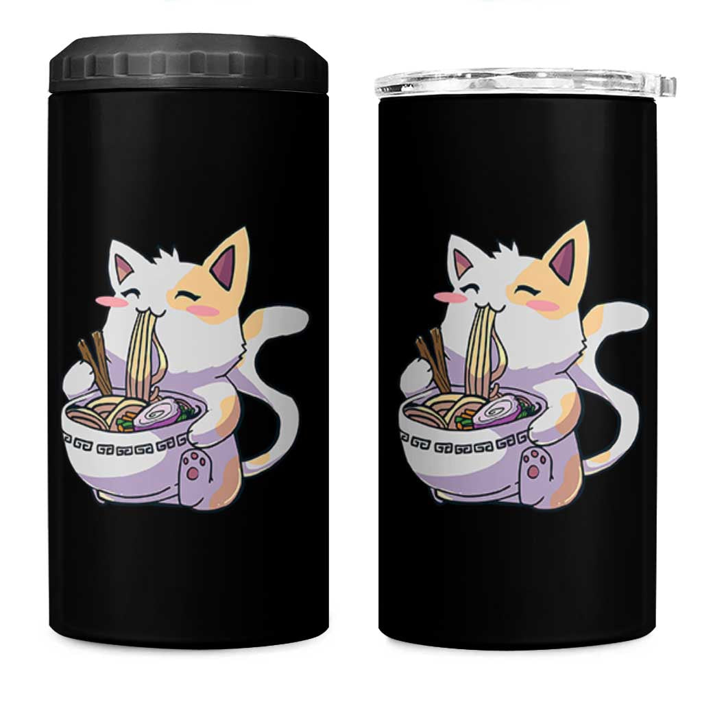 Ramen Cat Kawaii 4 in 1 Can Cooler Tumbler Anime Japanese Neko Cute Graphic - Wonder Print Shop
