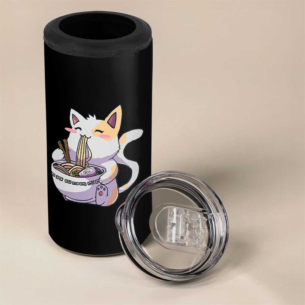 Ramen Cat Kawaii 4 in 1 Can Cooler Tumbler Anime Japanese Neko Cute Graphic - Wonder Print Shop