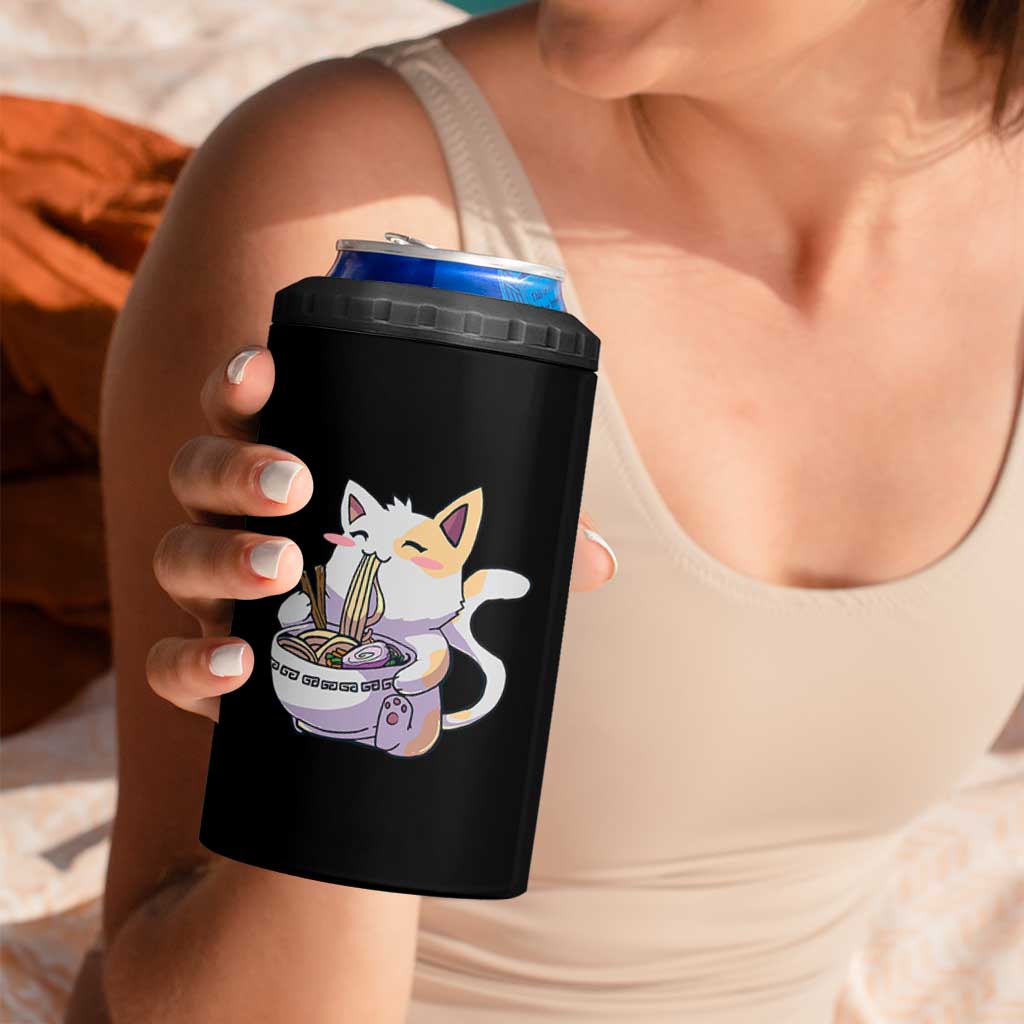 Ramen Cat Kawaii 4 in 1 Can Cooler Tumbler Anime Japanese Neko Cute Graphic - Wonder Print Shop