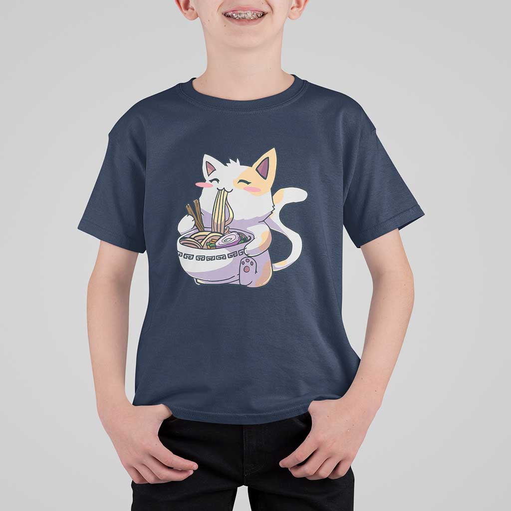 Ramen Cat Kawaii T Shirt For Kid Anime Japanese Neko Cute Graphic - Wonder Print Shop