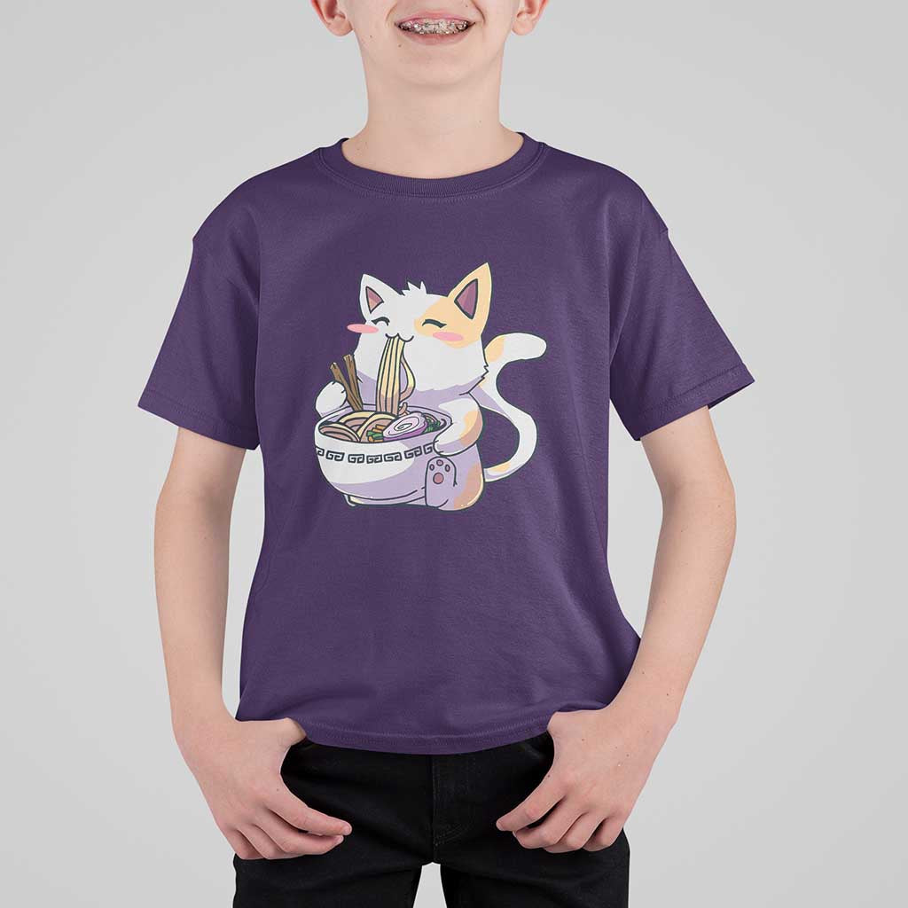 Ramen Cat Kawaii T Shirt For Kid Anime Japanese Neko Cute Graphic - Wonder Print Shop