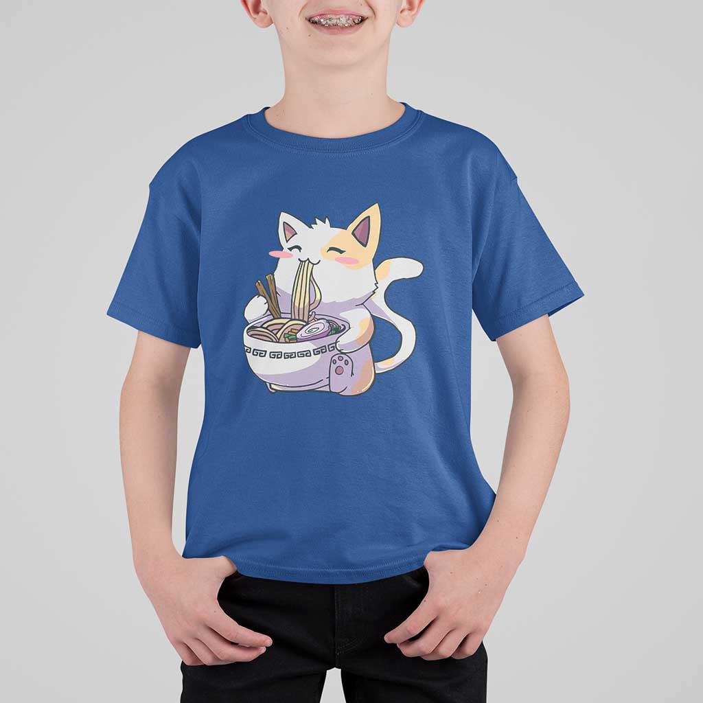 Ramen Cat Kawaii T Shirt For Kid Anime Japanese Neko Cute Graphic - Wonder Print Shop