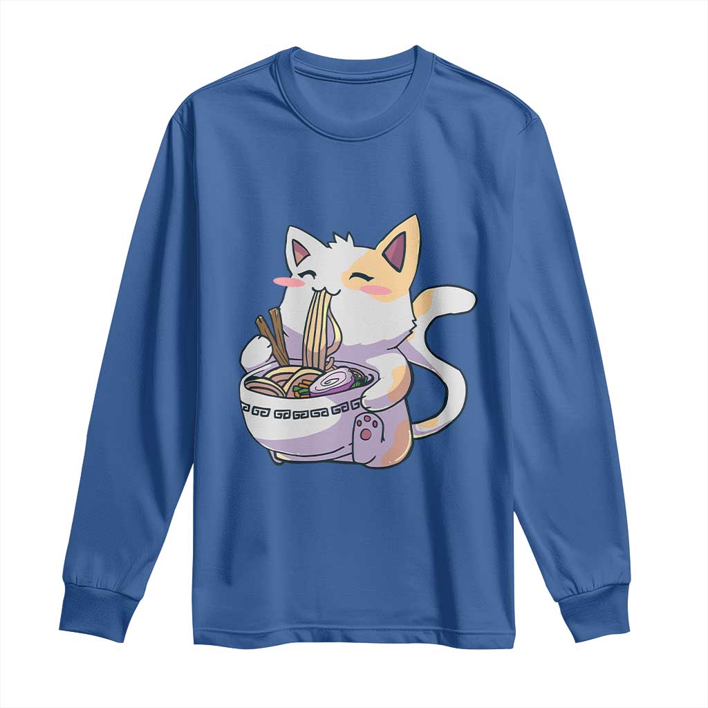 Ramen Cat Kawaii Long Sleeve Shirt Anime Japanese Neko Cute Graphic - Wonder Print Shop