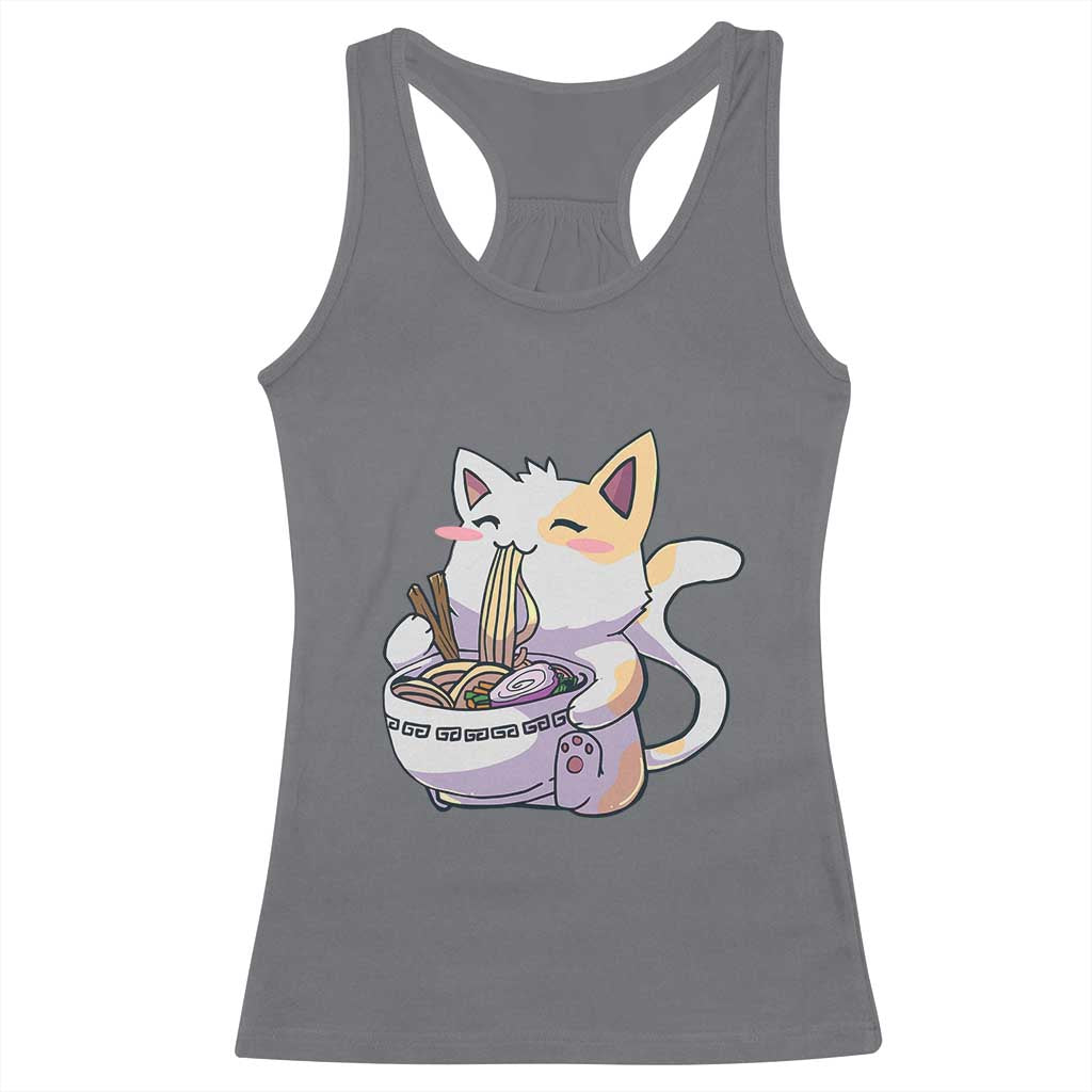 Ramen Cat Kawaii Racerback Tank Top Anime Japanese Neko Cute Graphic - Wonder Print Shop