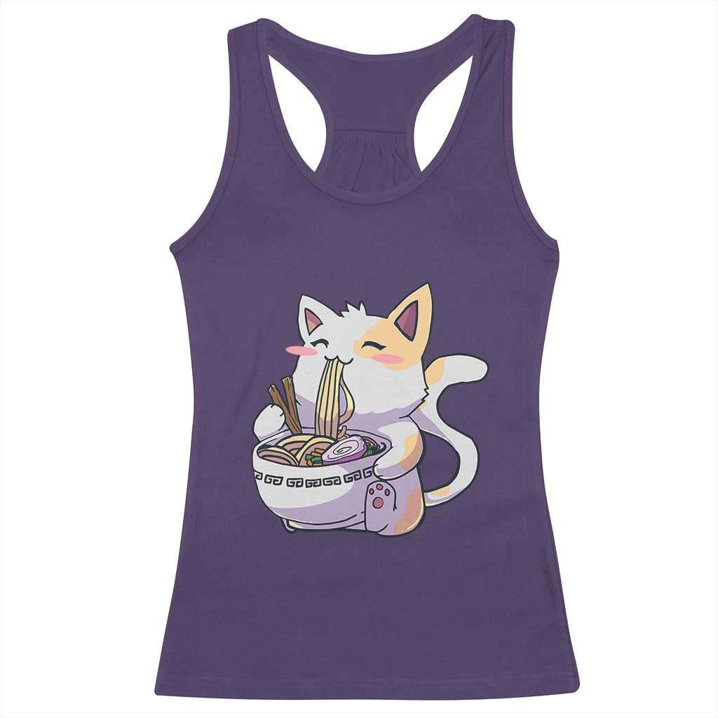 Ramen Cat Kawaii Racerback Tank Top Anime Japanese Neko Cute Graphic - Wonder Print Shop