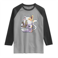 Ramen Cat Kawaii Raglan Shirt Anime Japanese Neko Cute Graphic - Wonder Print Shop