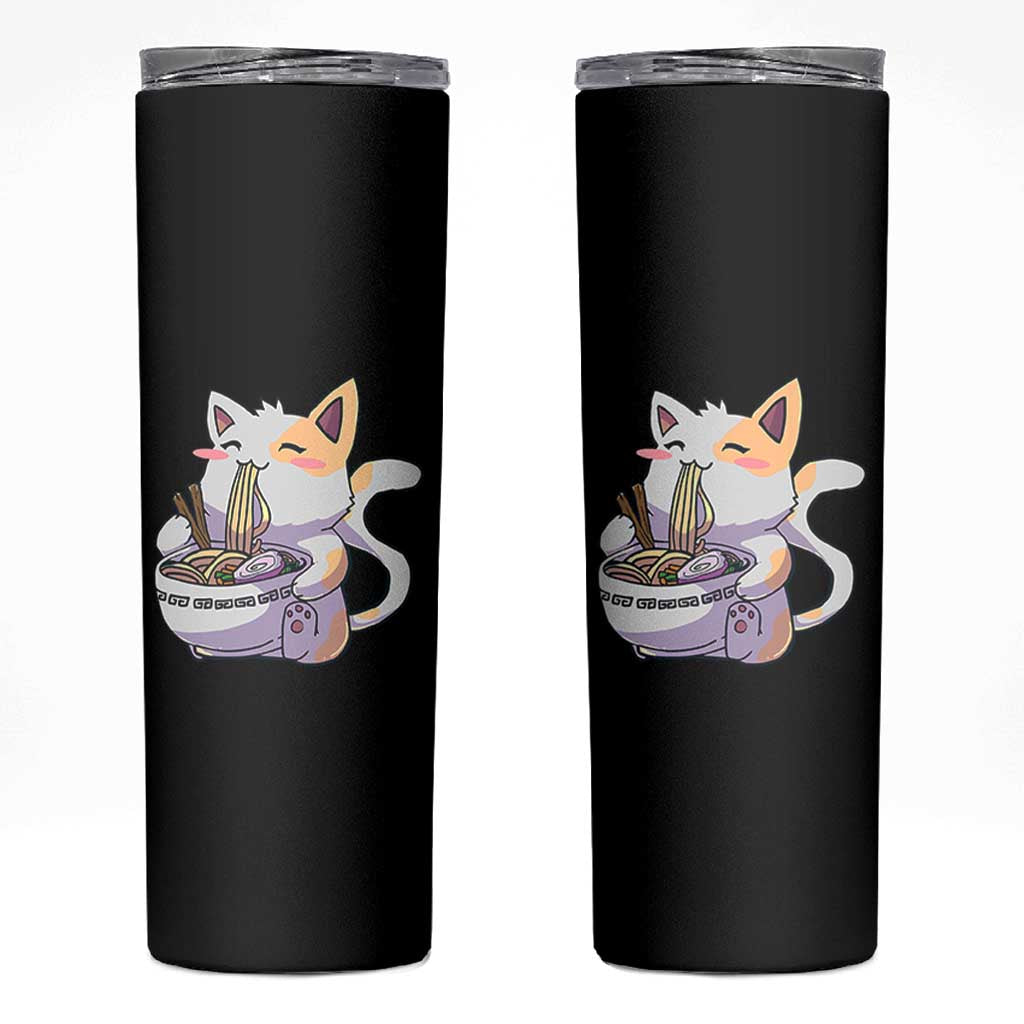 Ramen Cat Kawaii Skinny Tumbler Anime Japanese Neko Cute Graphic - Wonder Print Shop