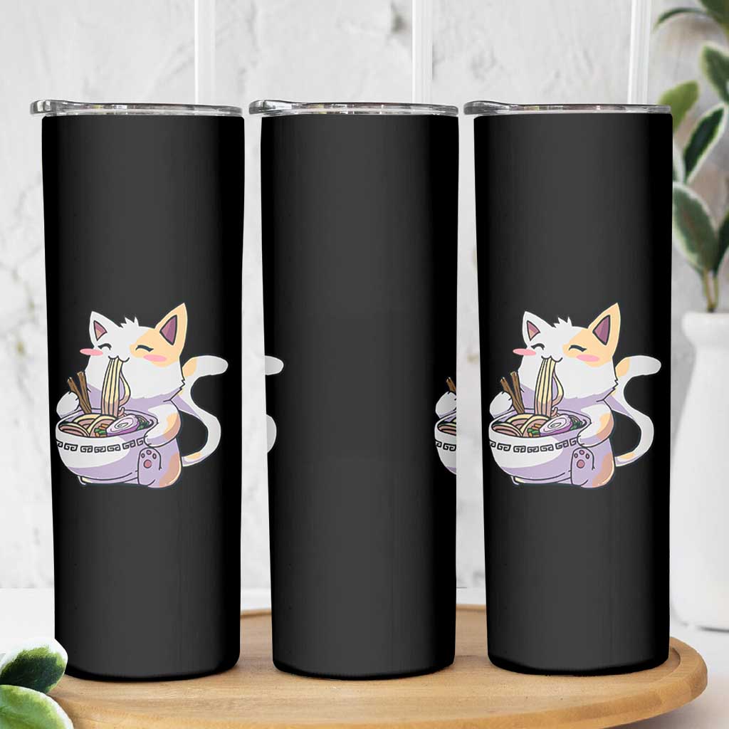 Ramen Cat Kawaii Skinny Tumbler Anime Japanese Neko Cute Graphic - Wonder Print Shop