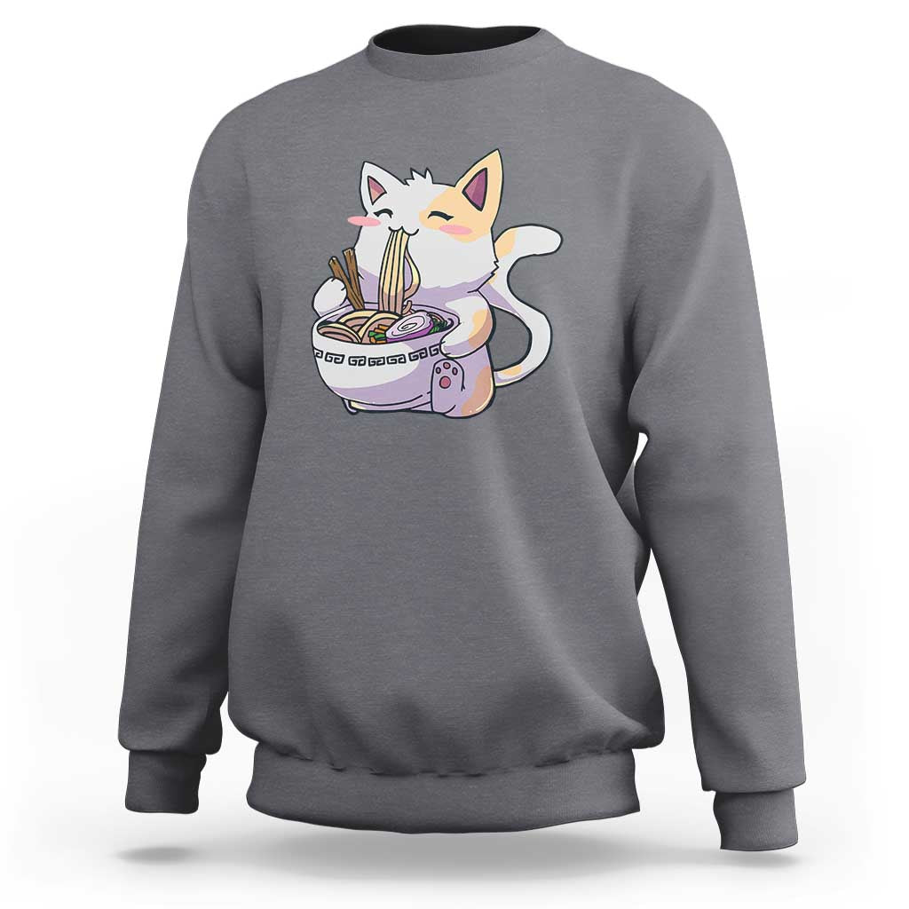 Ramen Cat Kawaii Sweatshirt Anime Japanese Neko Cute Graphic - Wonder Print Shop