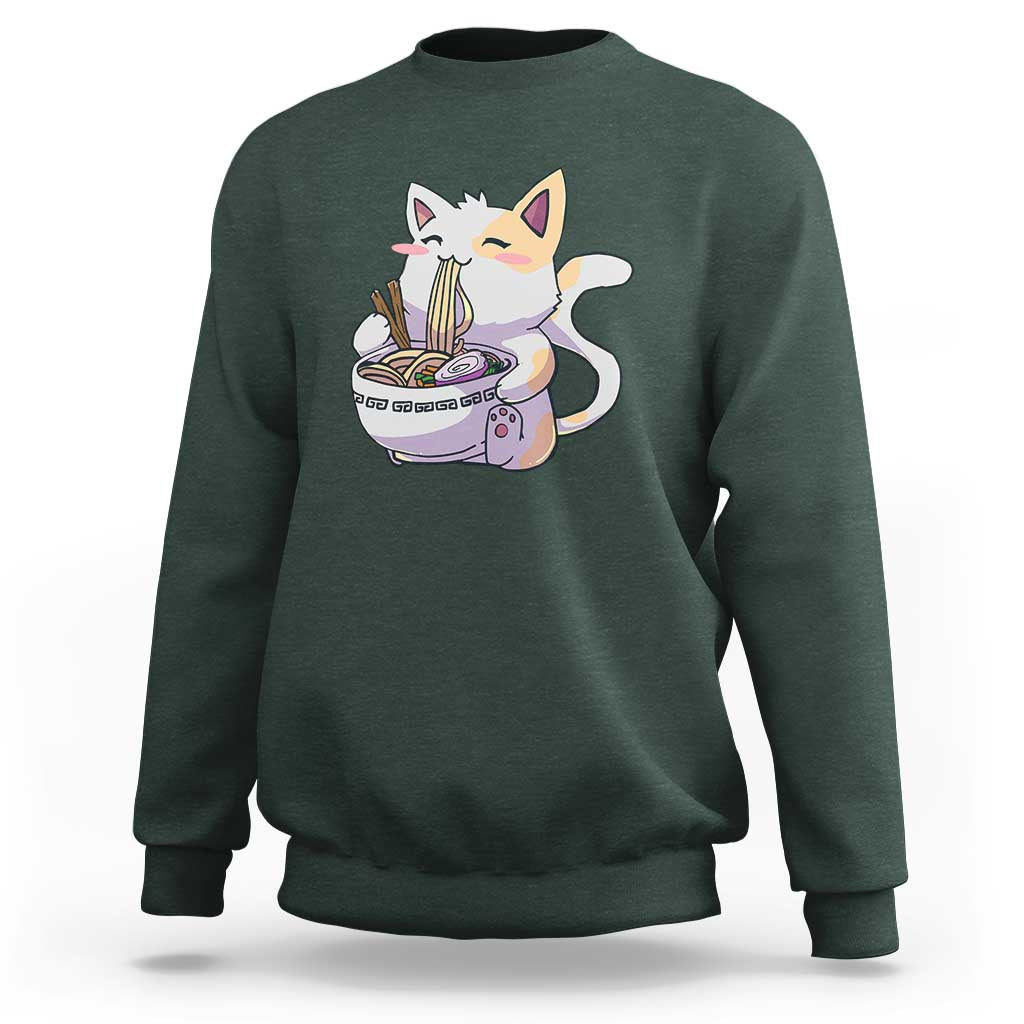 Ramen Cat Kawaii Sweatshirt Anime Japanese Neko Cute Graphic - Wonder Print Shop