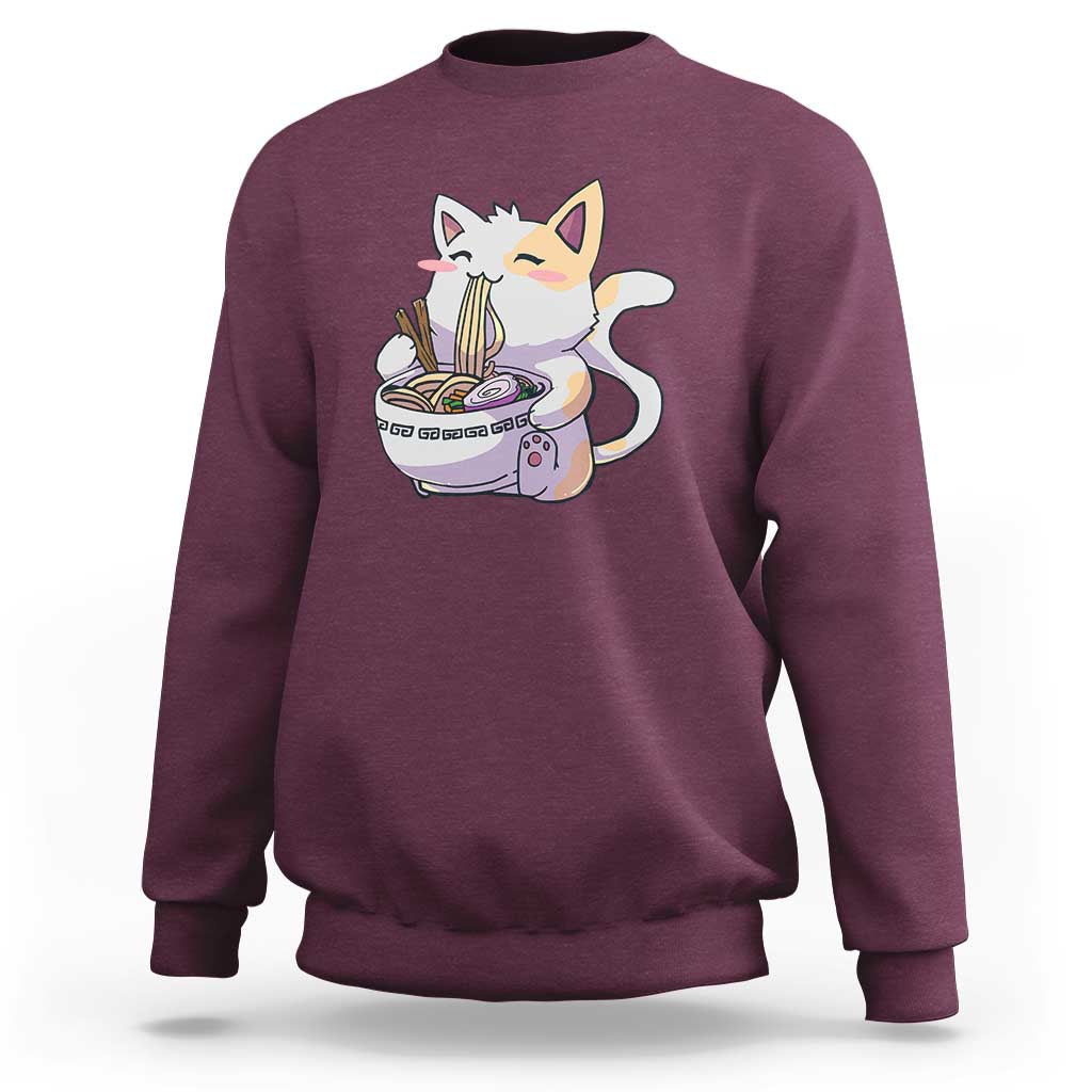 Ramen Cat Kawaii Sweatshirt Anime Japanese Neko Cute Graphic - Wonder Print Shop