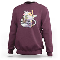 Ramen Cat Kawaii Sweatshirt Anime Japanese Neko Cute Graphic - Wonder Print Shop