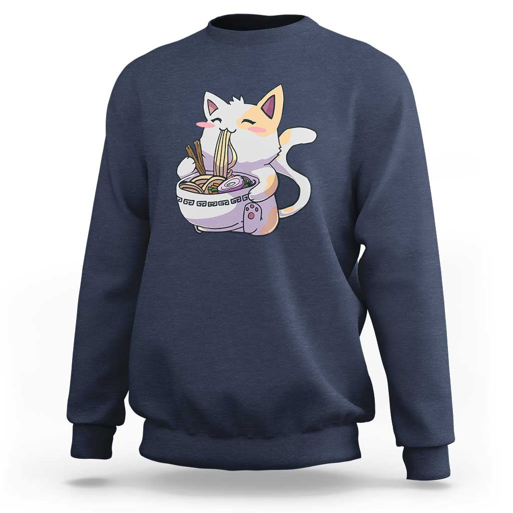 Ramen Cat Kawaii Sweatshirt Anime Japanese Neko Cute Graphic - Wonder Print Shop