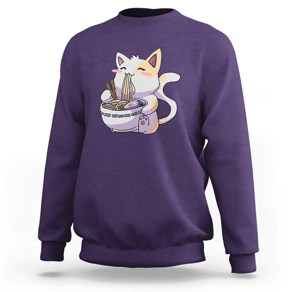 Ramen Cat Kawaii Sweatshirt Anime Japanese Neko Cute Graphic - Wonder Print Shop