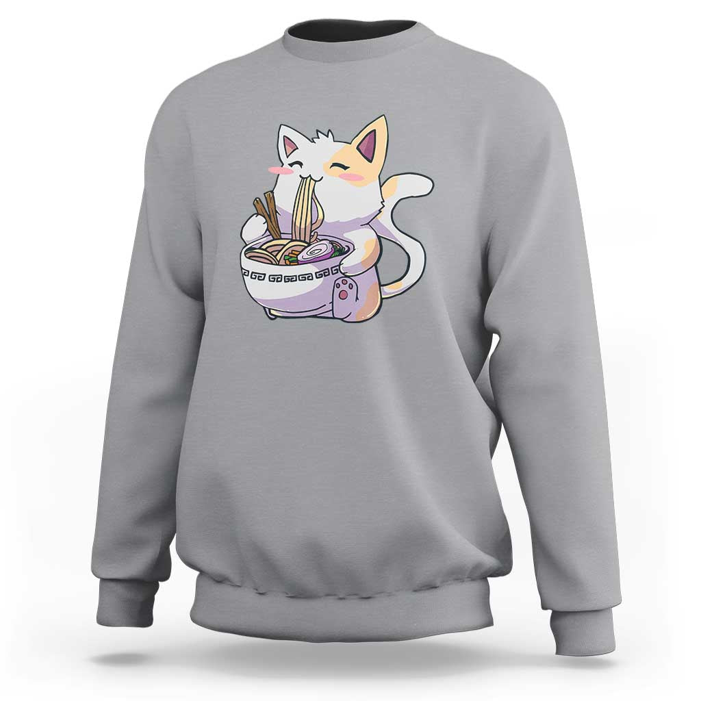 Ramen Cat Kawaii Sweatshirt Anime Japanese Neko Cute Graphic - Wonder Print Shop