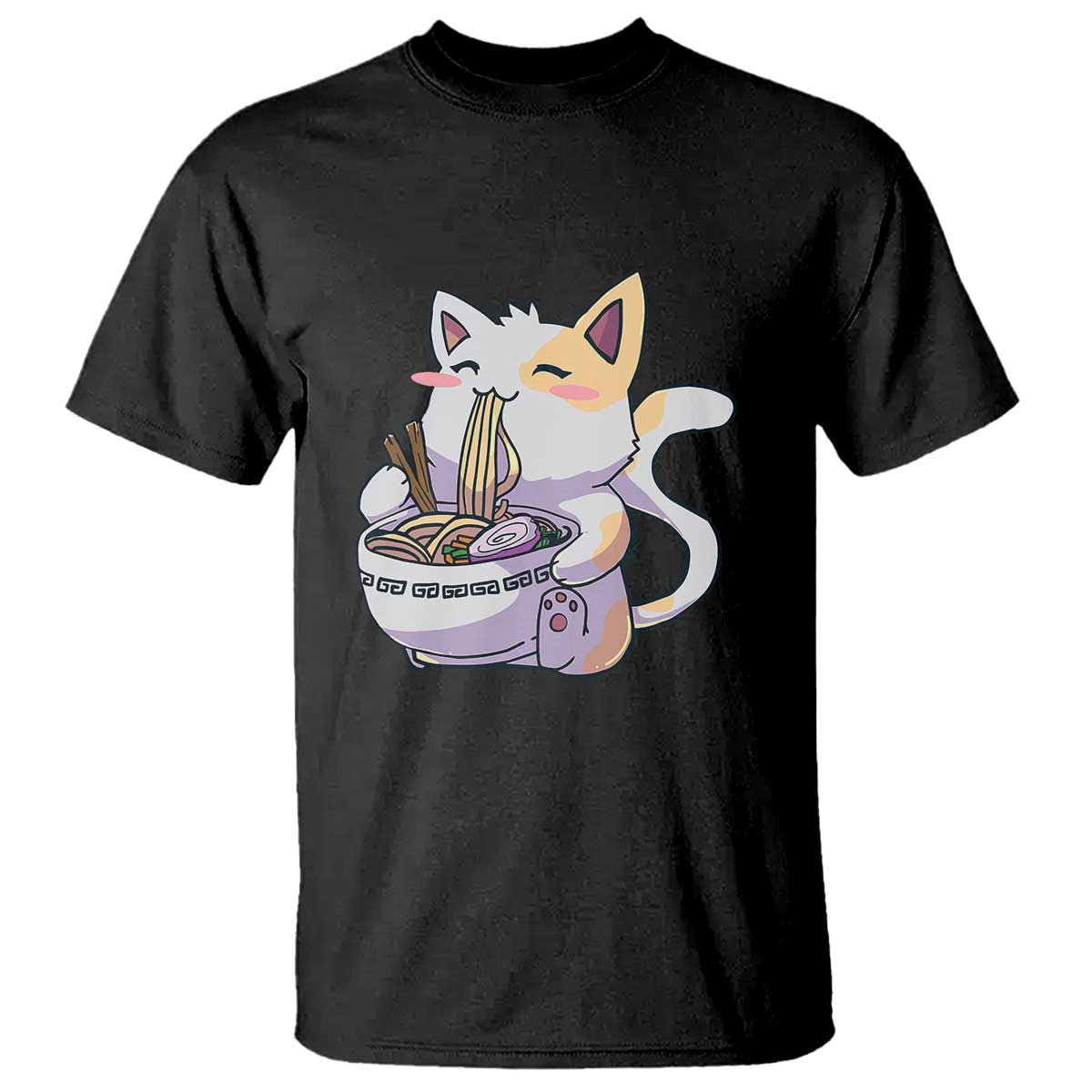 Ramen Cat Kawaii T Shirt Anime Japanese Neko Cute Graphic - Wonder Print Shop