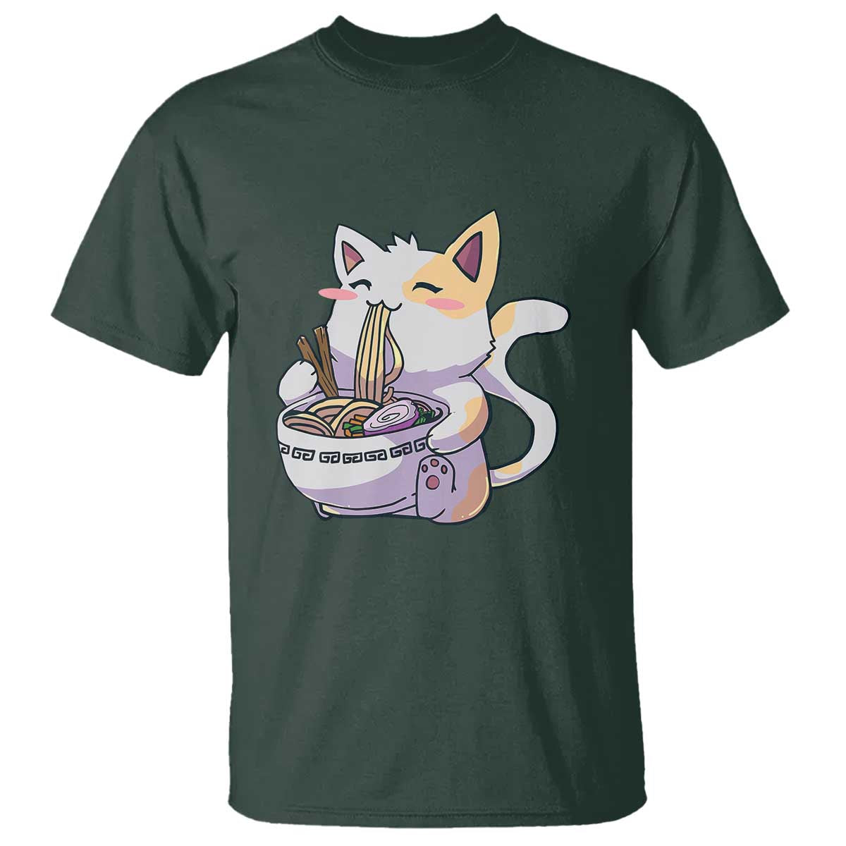 Ramen Cat Kawaii T Shirt Anime Japanese Neko Cute Graphic - Wonder Print Shop