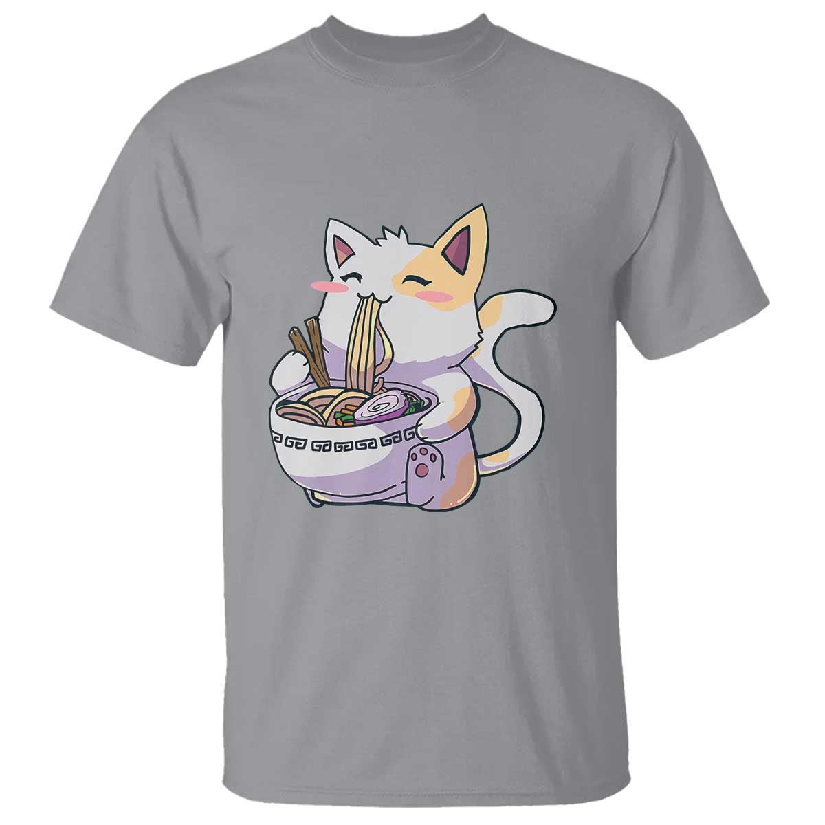 Ramen Cat Kawaii T Shirt Anime Japanese Neko Cute Graphic - Wonder Print Shop