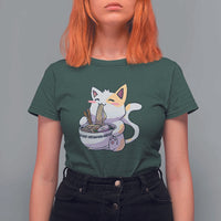 Ramen Cat Kawaii T Shirt For Women Anime Japanese Neko Cute Graphic - Wonder Print Shop