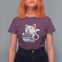 Ramen Cat Kawaii T Shirt For Women Anime Japanese Neko Cute Graphic - Wonder Print Shop