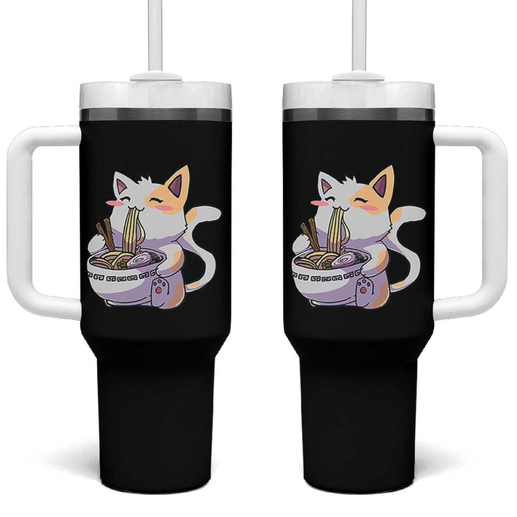 Ramen Cat Kawaii Tumbler With Handle Anime Japanese Neko Cute Graphic - Wonder Print Shop