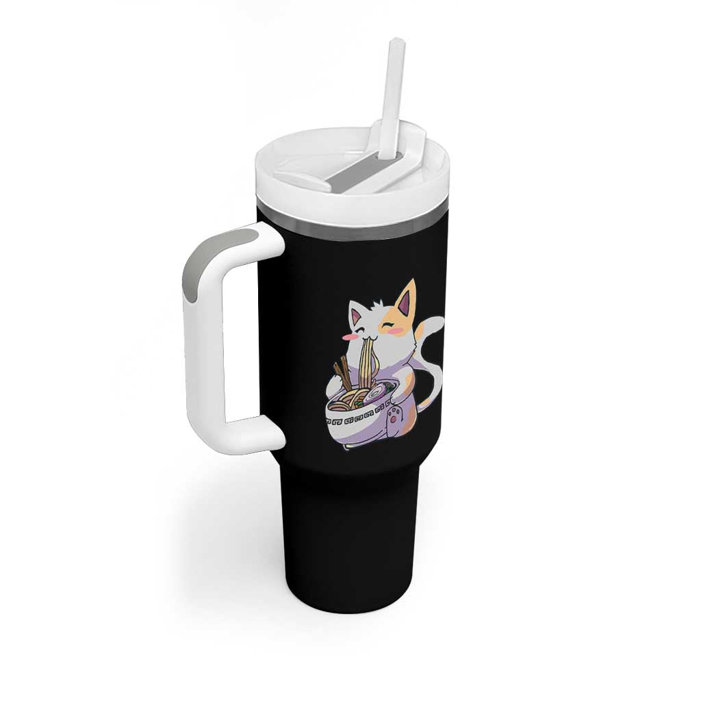 Ramen Cat Kawaii Tumbler With Handle Anime Japanese Neko Cute Graphic - Wonder Print Shop