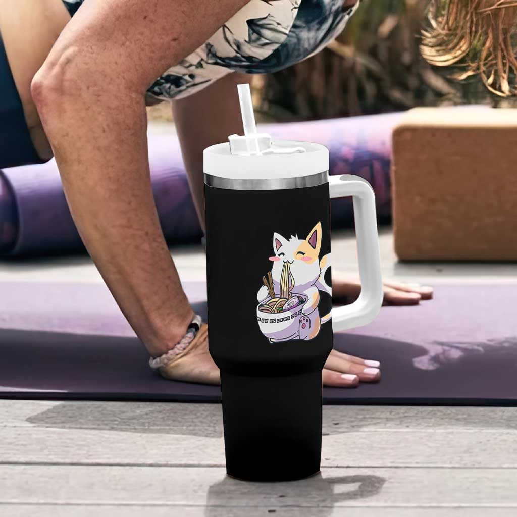 Ramen Cat Kawaii Tumbler With Handle Anime Japanese Neko Cute Graphic - Wonder Print Shop