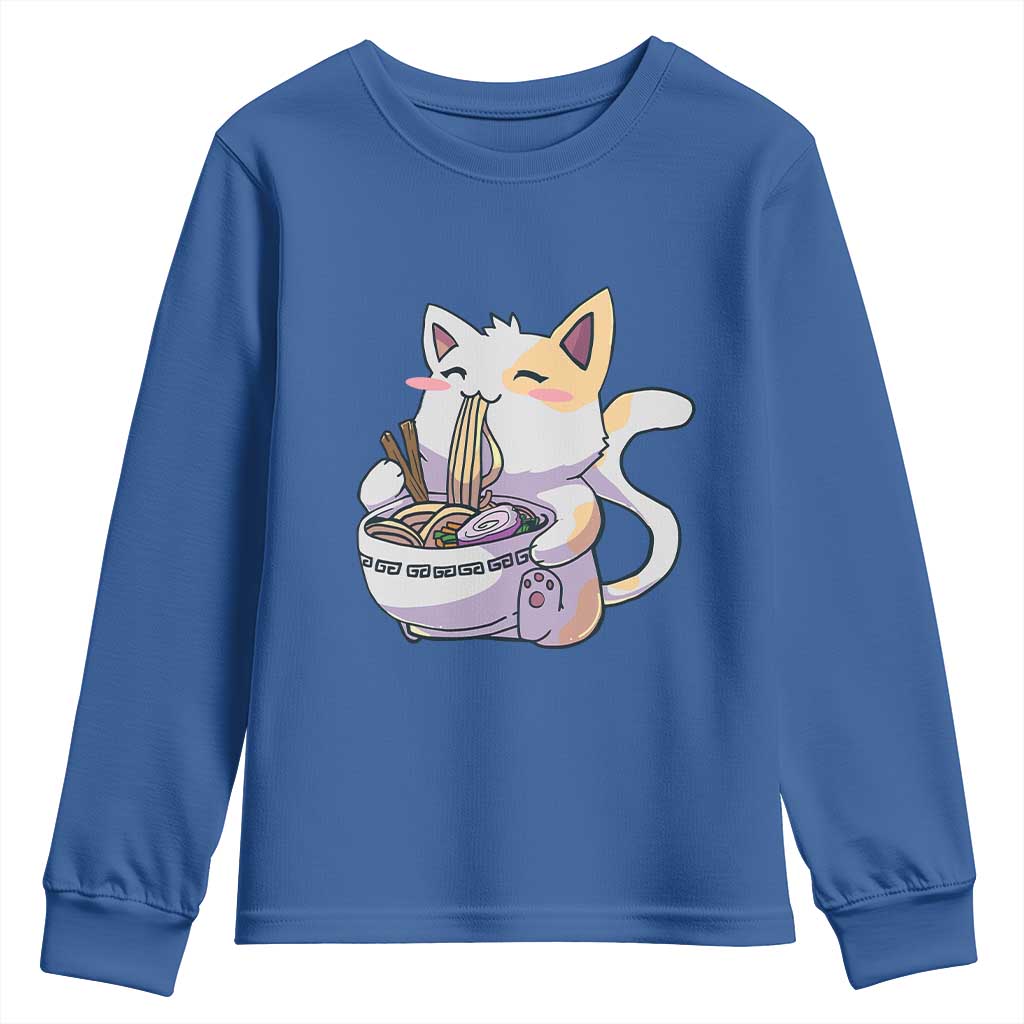 Ramen Cat Kawaii Youth Sweatshirt Anime Japanese Neko Cute Graphic - Wonder Print Shop
