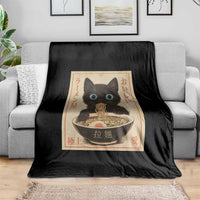Vintage Kawaii Cat Ramen Graphic Throw Blanket Retro Japanese Anime Inspo - Wonder Print Shop