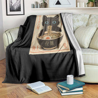 Vintage Kawaii Cat Ramen Graphic Throw Blanket Retro Japanese Anime Inspo - Wonder Print Shop