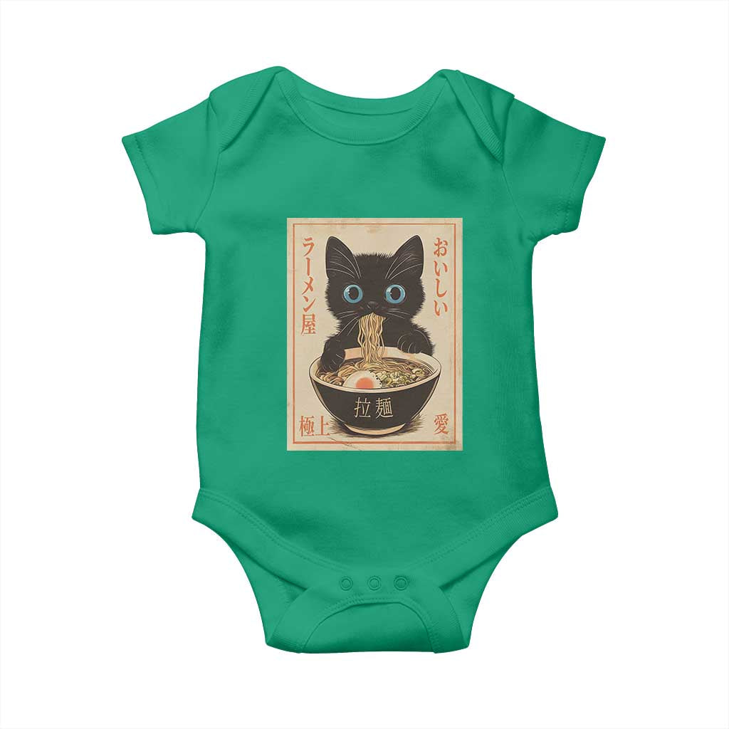 Vintage Kawaii Cat Ramen Graphic Baby Onesie Retro Japanese Anime Inspo - Wonder Print Shop