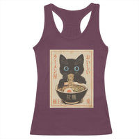 Vintage Kawaii Cat Ramen Graphic Racerback Tank Top Retro Japanese Anime Inspo - Wonder Print Shop