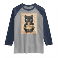 Vintage Kawaii Cat Ramen Graphic Raglan Shirt Retro Japanese Anime Inspo - Wonder Print Shop
