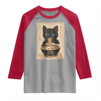 Vintage Kawaii Cat Ramen Graphic Raglan Shirt Retro Japanese Anime Inspo - Wonder Print Shop