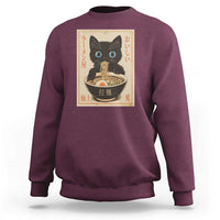 Vintage Kawaii Cat Ramen Graphic Sweatshirt Retro Japanese Anime Inspo - Wonder Print Shop