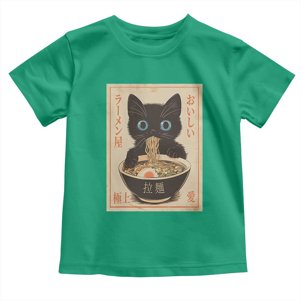 Vintage Kawaii Cat Ramen Graphic Toddler T Shirt Retro Japanese Anime Inspo - Wonder Print Shop