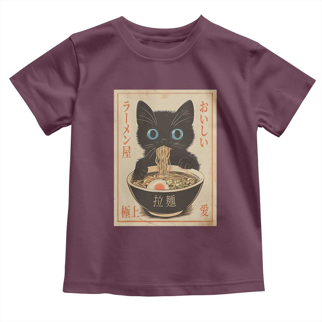 Vintage Kawaii Cat Ramen Graphic Toddler T Shirt Retro Japanese Anime Inspo - Wonder Print Shop
