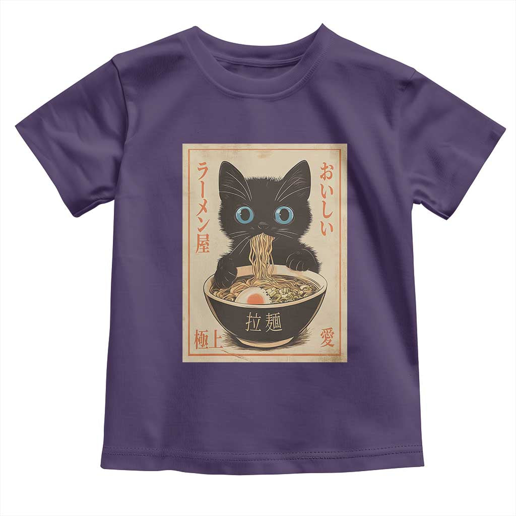 Vintage Kawaii Cat Ramen Graphic Toddler T Shirt Retro Japanese Anime Inspo - Wonder Print Shop